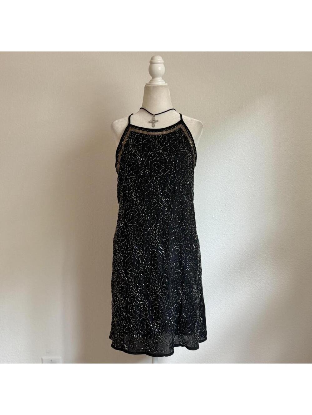 ੈ✩‧₊˚y2k silver & gold beaded and sequin shift dress